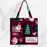 Christmas Santa Claus Zipper Grocery Tote Bag