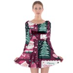 Christmas Santa Claus Long Sleeve Skater Dress