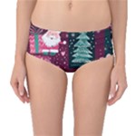 Christmas Santa Claus Mid-Waist Bikini Bottoms