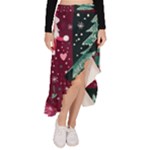 Christmas Santa Claus Asymmetrical Ruffle Hem Skirt 