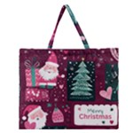 Christmas Santa Claus Zipper Large Tote Bag