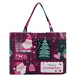 Christmas Santa Claus Zipper Medium Tote Bag