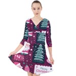 Christmas Santa Claus Quarter Sleeve Front Wrap Dress