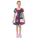 Christmas Santa Claus Kids  Short Sleeve Velvet Dress