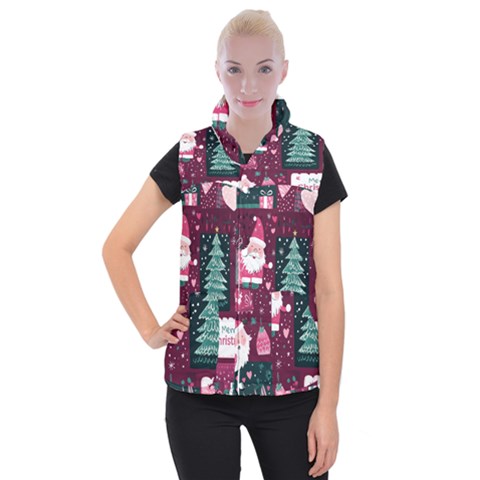 Christmas Santa Claus Women s Button Up Vest from ArtsNow.com