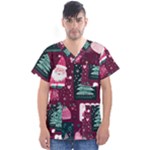 Christmas Santa Claus Men s V-Neck Scrub Top