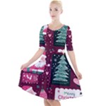 Christmas Santa Claus Quarter Sleeve A-Line Dress