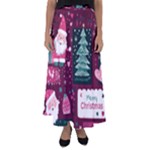 Christmas Santa Claus Flared Maxi Skirt