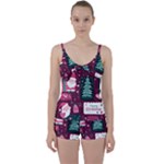 Christmas Santa Claus Tie Front Two Piece Tankini