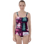 Christmas Santa Claus Twist Front Tankini Set