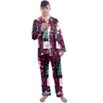 Christmas Santa Claus Men s Long Sleeve Satin Pajamas Set