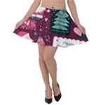 Christmas Santa Claus Velvet Skater Skirt