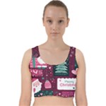 Christmas Santa Claus Velvet Racer Back Crop Top