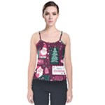 Christmas Santa Claus Velvet Spaghetti Strap Top