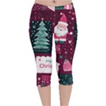 Christmas Santa Claus Velvet Capri Leggings 