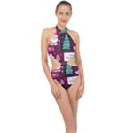 Christmas Santa Claus Halter Side Cut Swimsuit