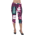 Christmas Santa Claus Lightweight Velour Capri Leggings 