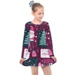 Christmas Santa Claus Kids  Long Sleeve Dress