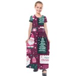 Christmas Santa Claus Kids  Short Sleeve Maxi Dress