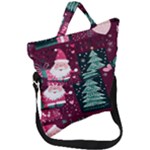 Christmas Santa Claus Fold Over Handle Tote Bag