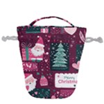 Christmas Santa Claus Drawstring Bucket Bag