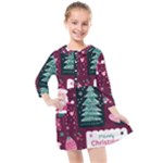 Christmas Santa Claus Kids  Quarter Sleeve Shirt Dress