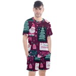 Christmas Santa Claus Men s Mesh T-Shirt and Shorts Set