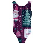 Christmas Santa Claus Kids  Cut-Out Back One Piece Swimsuit