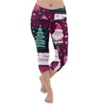 Christmas Santa Claus Lightweight Velour Capri Yoga Leggings