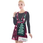 Christmas Santa Claus Plunge Pinafore Velour Dress