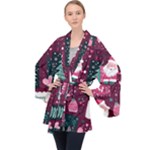 Christmas Santa Claus Long Sleeve Velvet Kimono 