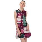 Christmas Santa Claus Sleeveless Shirt Dress