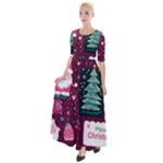 Christmas Santa Claus Half Sleeves Maxi Dress