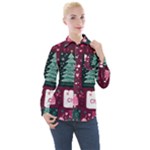 Christmas Santa Claus Women s Long Sleeve Pocket Shirt