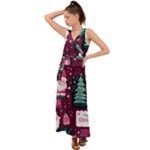 Christmas Santa Claus V-Neck Chiffon Maxi Dress