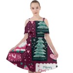 Christmas Santa Claus Cut Out Shoulders Dress