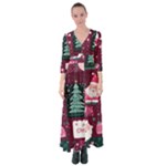 Christmas Santa Claus Button Up Maxi Dress