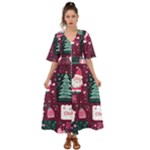 Christmas Santa Claus Kimono Sleeve Boho Dress