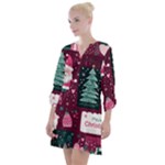 Christmas Santa Claus Open Neck Shift Dress