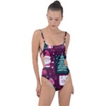 Christmas Santa Claus Tie Strap One Piece Swimsuit