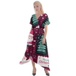 Christmas Santa Claus Cross Front Sharkbite Hem Maxi Dress