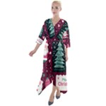 Christmas Santa Claus Quarter Sleeve Wrap Front Maxi Dress