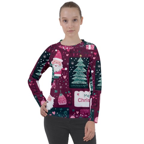 Christmas Santa Claus Women s Long Sleeve Raglan T