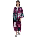 Christmas Santa Claus Maxi Satin Kimono