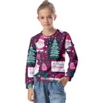 Christmas Santa Claus Kids  Long Sleeve T-Shirt with Frill 