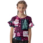 Christmas Santa Claus Kids  Cut Out Flutter Sleeves