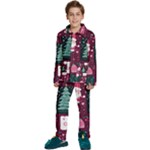 Christmas Santa Claus Kids  Long Sleeve Velvet Pajamas Set