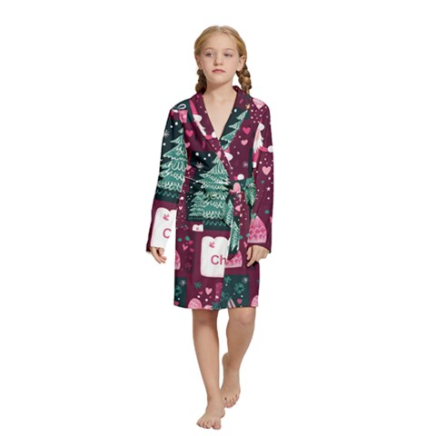 Christmas Santa Claus Kids  Long Sleeve Velvet Lounge Robe from ArtsNow.com