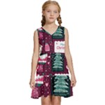 Christmas Santa Claus Kids  Sleeveless Tiered Mini Dress