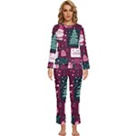 Christmas Santa Claus Womens  Long Sleeve Lightweight Pajamas Set